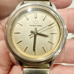 Vintage Eterna-Matic Automatic Steel Swiss Men’s 34mm Watch RUNS!