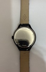 FOSSIL BQ3427 Black IP Stainless Steel Crystal Dial PU Strap Watch Tested