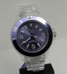 New Men’s 44mm Ice Pure Watch Ice-Watch Purple Dial Clear Strap Miyota Japan Mvt