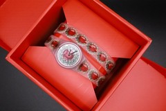 Swatch Swiss Made Ruby Silver LK342 25MM Optical ILusion Strap Wraps Twice New