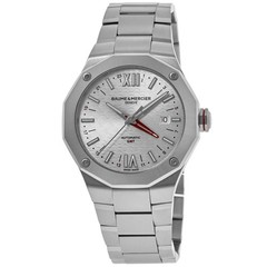 New Baume & Mercier Riviera GMT Automatic Silver Dial Steel Men’s Watch 10658