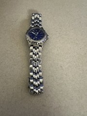 USED Fossil Blue AM-3099 Ladies Watch – Blue Dial, Stainless Steel, Box & Manual