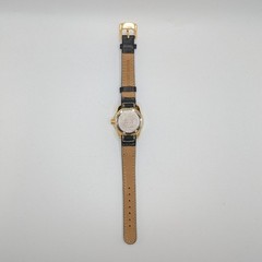 Vtg Reebok Sport Watch Silver/Gold-tone 100M Black Leather Band 28mm New Battery