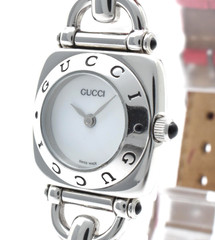 [Exc+5] Gucci 6300L Horsebit White Dial Silver Red Quartz Women’s Watch JAPAN