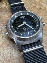 Vintage Junghans Mega Chronograph Radio Controlled Alarm Timer Watch Germany 44m
