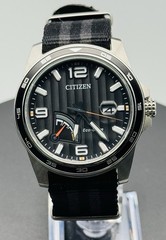 Citizen Eco-Drive Watch PRT Power Reserve Black Dial Original Nylon AW7030-06E