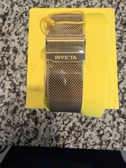 Invicta Pro Diver Men’s Quartz 100m Diver Gold Dial Blue Bezel Mesh Date