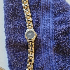 Anne Klein II Diamond Quartz Wristwatch Gold Water-Resistant Black Dial