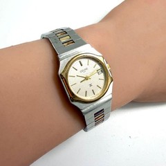[Working] CELINE Triomphe Macadam Two-tone Date Ladies Quartz QZ Octagon Watch