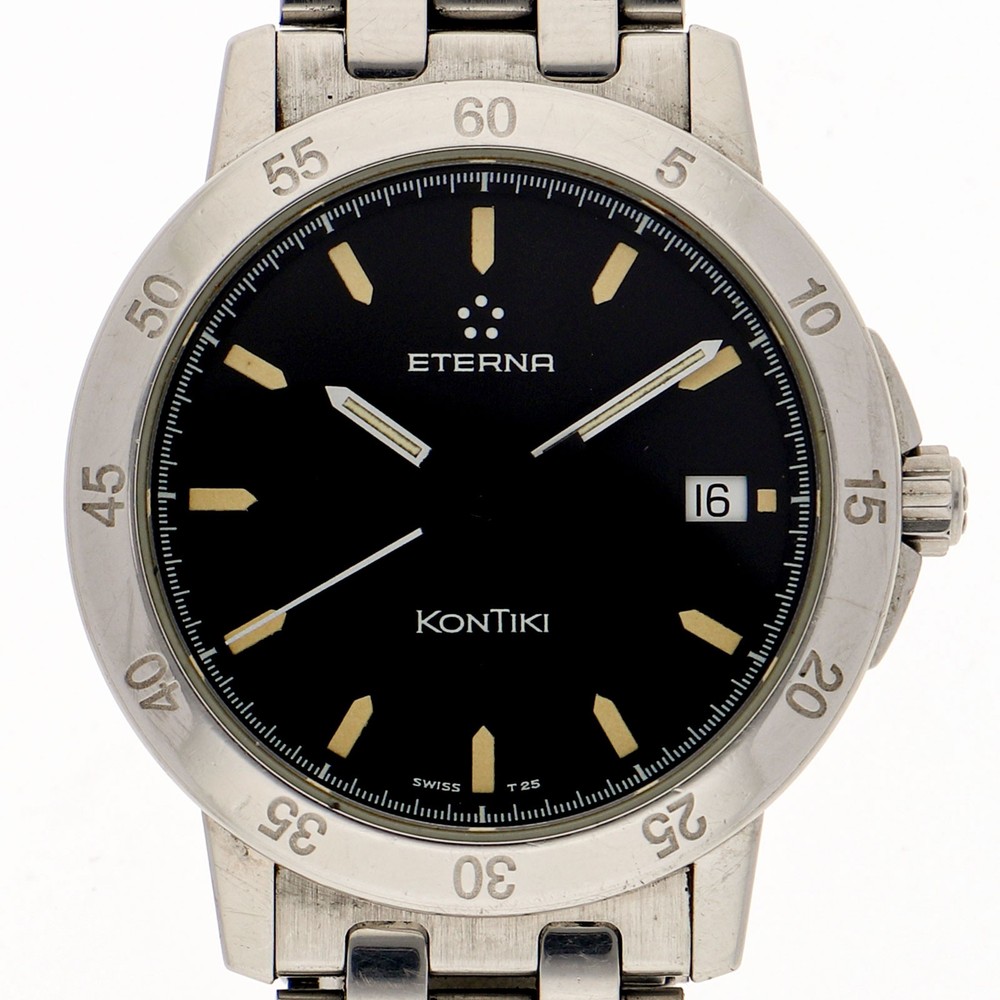 Eterna Kontiki black Dial Quartz Stainless Steel Men’s