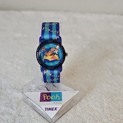 Timex Disney Pooh Kids Quartz Analog Watch Blue Fabric Strap 25mm Water-Res