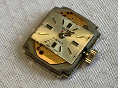 Hilton Windup Wristwatch 17 Jewels Baton Indices Clear Stones Fold Over *RUNS*