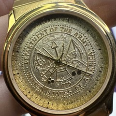 Mens Army Gold Tone Watch Department of the Army United States Needs Battery