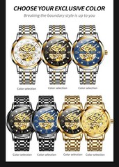 OLEVS 9901 Fashion Multi-functiom Accurate Transparent Vintage Mechanical Watch