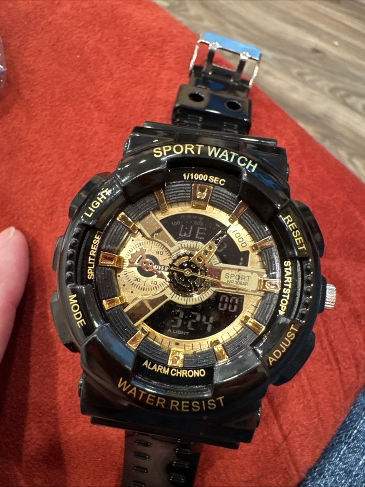 Men’s Digital LED Sports Watch Waterproof, Quartz Analog, Military Wristwatch