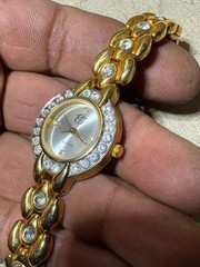 Ladies Gold Tone Elizabeth Taylor Analog Watch #1