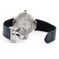 Cartier Pasha de Cartier 1.6 ” WSPA0030 Moon Phase Silver Guilloché Blue H