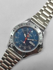 Vintage Refurbished Seiko Automatic Transparent Blue D/D Men’s WristWatch 38MM