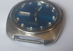 Seiko DX Watch Sunburst Blue Automatic Calendar Model 17 Jewel 6106 – 8439 Runs