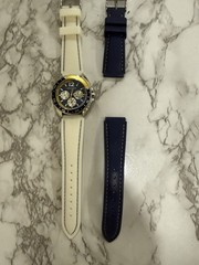 Nautica Men’s Chronograph Quartz Sport Watch 100m Blue Dial White/Blue Strap