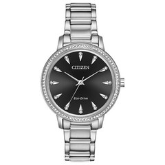Citizen Women’s Crystal Eco-Drive Ring Gemmed Silver Watch 36 MM FE7040-53E