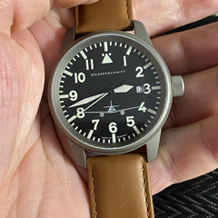 Mens Germany Pilot Titanium Messerschmit Watch Black Dial 41mm