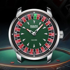 MARK FAIRWHALE Men’s Rose Gold Rotatable Roulette Dial Luminous Quartz Watch Boy