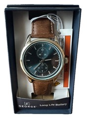 GEORGE Men’s Analog Wristwatch With Long Life Battery Brown Two Piece Strap