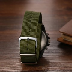 Mens 12/24H Nylon Band Wristwatch Arabic Numerals Dial Analog Quartz Nylon Strap