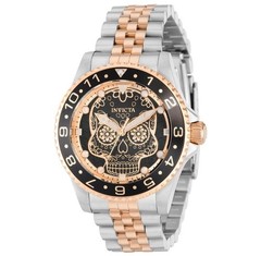 Invicta 36862 Pro Diver Skull Dial Men’s Watch Two-Tone Rose Gold Silver Quartz