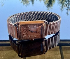 Watch WWII Era Bulova Tank President Rose Gold Wind Up 14K Gold Filled