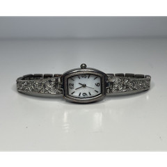 FMD Womens Quartz Watch Silver Stainless Steel Tonneau White Dial Vintage Style