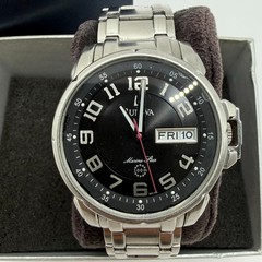 96C100 BULOVA MARINE STAR 100M BLACK DIAL MEN’S WATCH w/ Box – New Battery
