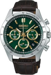 SEIKO Spirit SBTR017 Green Chronograph Quartz Leather band Men Watch