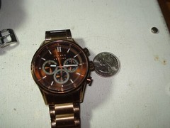 RARE LARGE MEN’S 3 DIALS MILITARY TIME JOSEPH ABBOUD BROWN WATCH NEW BATTERY