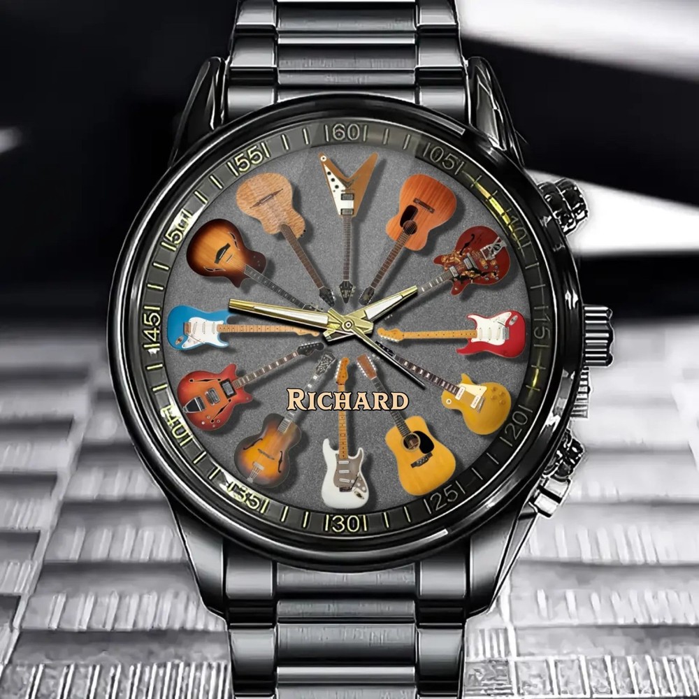 Personalized rock arround theguitar watch for music lovers