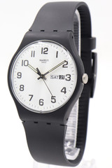 New Swiss Swatch Originals CLASSIC TWICE AGAIN Black Day-Date Watch SO29B703 $90
