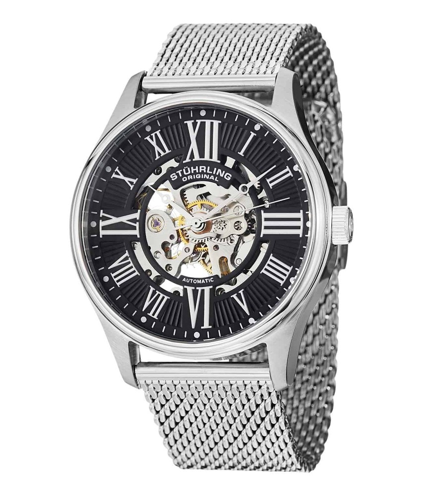 Legacy Black Dial/ Silver Stainless Steel Skeleton | Black Dial Wristwatch 747M.
