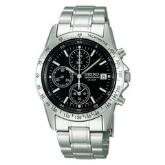 SEIKO Chronograph SND367PC Black Silver Men’s Watch New Free Ship Fedex DHL