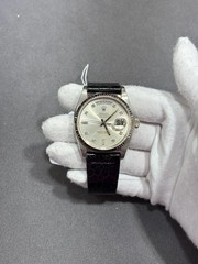 Rolex Day Date 36 Silver Dial on BLACK STRAP 18039