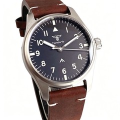 Tandorio 39mm Pilot Sapphire 20ATM Stainless Steel VH31 Quartz Men’s Watch Lume