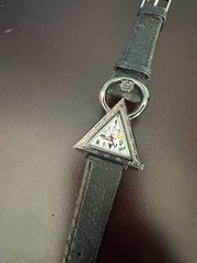 Today Timewear Triangle Case Quartz Analog Watch White Dial Black Leather Strap