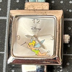 Disney Time Works Tinkerbell Watch Square Silver Dial Teal Leather 85/8437 VX11A