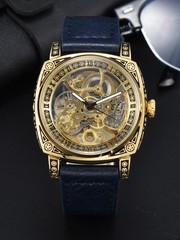 Automatic Retro Skeleton Mechanical Men’s Watch Waterproof Leather Unbranded