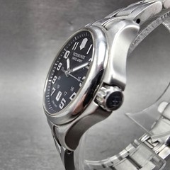 Victorinox Swiss Army Officer Watch Women 28mm Black Dial Steel Date New Battery