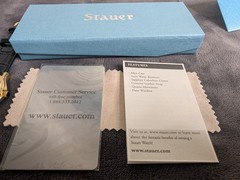 Stauer Metropolitan #17961 Japan Movt Genuine Black Leather NIB Blue Hands