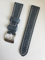 OEM Glycine Airman 22mm Blue Leather Strap Band Bracelet with Steel Buckle