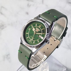 SEIKO 1980-1989 35 mm Used Watch Automatic Green Dial Men Analog Display