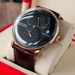 Reef Tiger RGA82B0 Men’s Watch – Automatic, Rose Gold, Leather, Luxury Slim