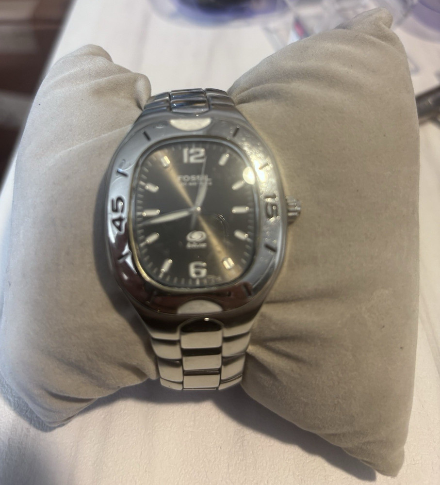 Fossil Blue Men’s Quartz 100m Black Dial SS Silver Bracelet Seconds Hand